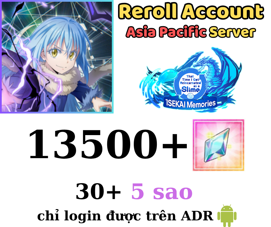 [Android]13500+ Crystals SLIME - ISEKAI Memories Starter Reroll Account